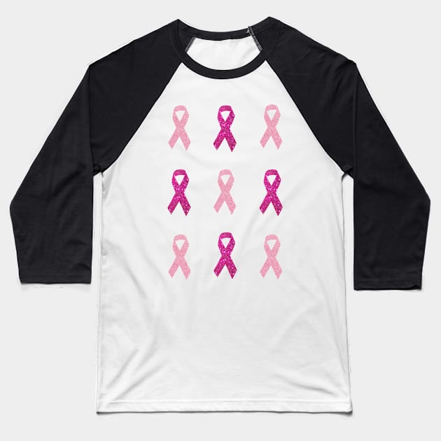 Pink Faux Glitter Awareness Ribbon Pack Baseball T-Shirt by Felicity-K